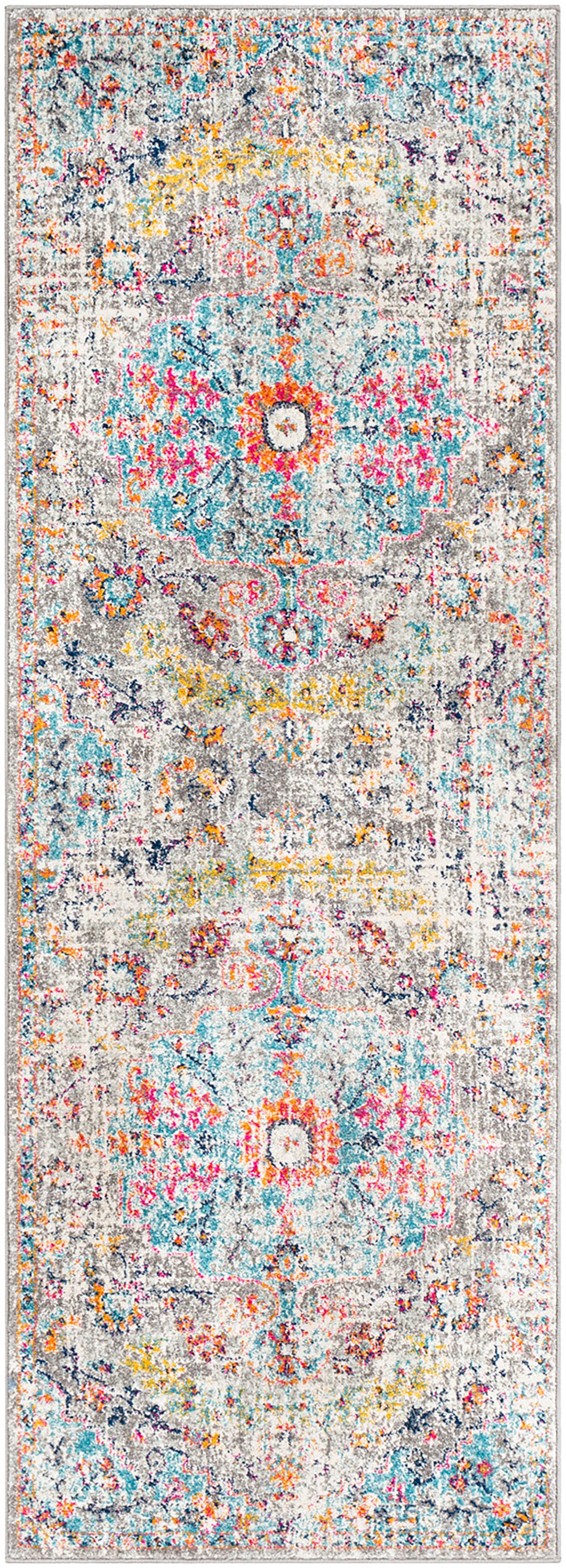 OLIVIA Tapis Vintage - Tapis Persan, Couloir, Salon, Chambre - Tapis Traditionnel Oriental, Poils Courts, Doux - Multicolore, Gris