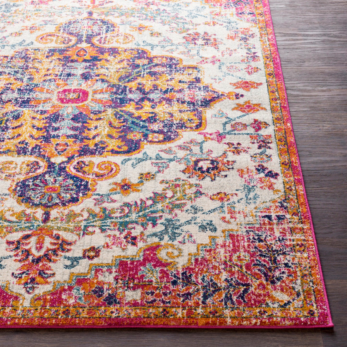 OLIVIA Vintage Teppich I Läufer, Flur, Wohnzimmer, Esszimmer I Orientalischer Traditioneller Boho Kurzflor Teppich I Mehrfarbig, Orange