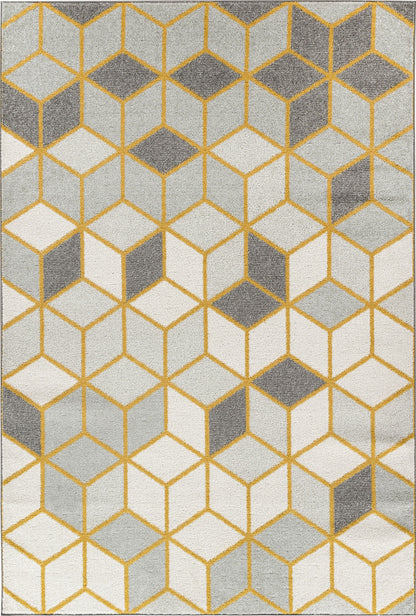 DOMMINIC Tapis Scandinave - Tapis Moderne, Salon, Chambre - Tapis Contemporain, Poils Courts, Doux, Entretien Facile - Blanc, Jaune