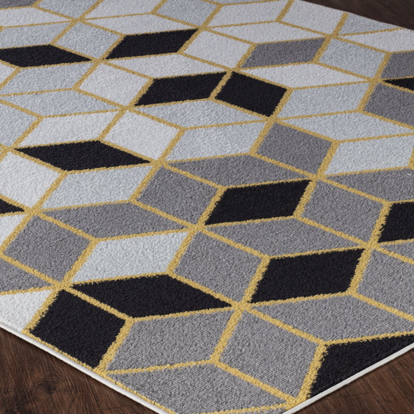 DOMMINIC Tapis Scandinave - Tapis Moderne, Salon, Chambre - Tapis Contemporain, Poils Courts, Doux, Entretien Facile - Gris, Jaune