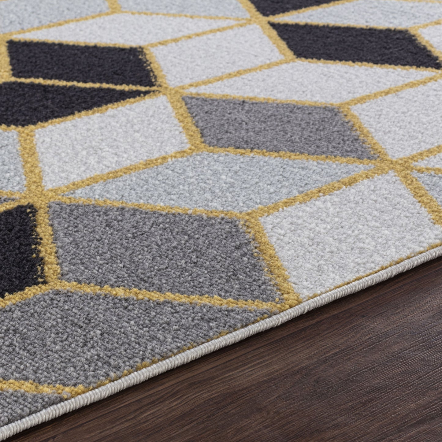 DOMMINIC Tapis Scandinave - Tapis Moderne, Salon, Chambre - Tapis Contemporain, Poils Courts, Doux, Entretien Facile - Gris, Jaune