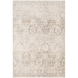 HEGO Vintage Teppich I Wohnzimmer, Esszimmer I Orientalischer Traditioneller Boho Kurzflor Teppich, Plegeleicht I Grau, Beige