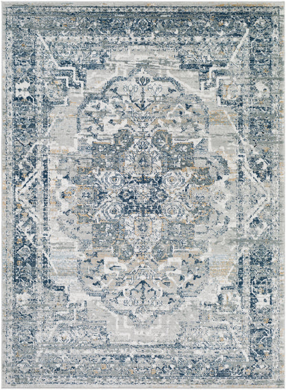 MILSCHOT Tapis Vintage - Tapis Persan, Salon, Chambre - Tapis Traditionnel Oriental, Poils Courts, Doux, Durable - Gris, Bleu, Beige