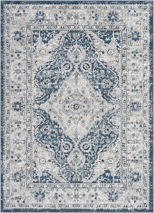 MUGGENHOL Tapis Vintage - Tapis Persan, Salon, Chambre - Tapis Traditionnel Oriental, Poils Courts, Doux, Durable - Bleu, Gris, Jaune