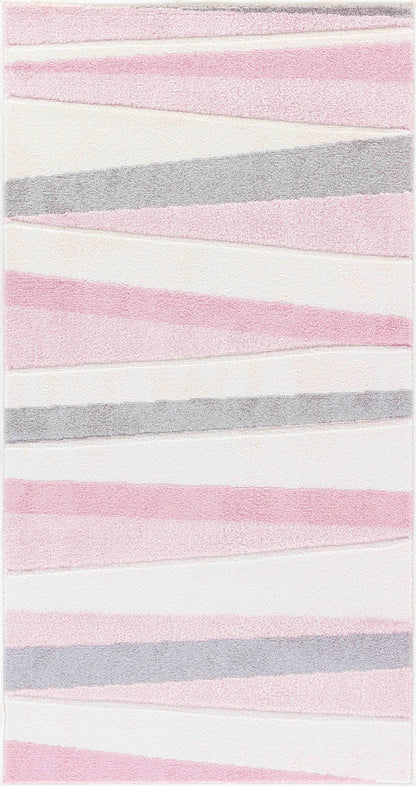 CERISSA Tapis Enfant - Tapis Chambre, Garçon, Fille, Bébé, Salle de Jeu, Poils Doux, Résistant, Entretien Facile - Rose, Blanc