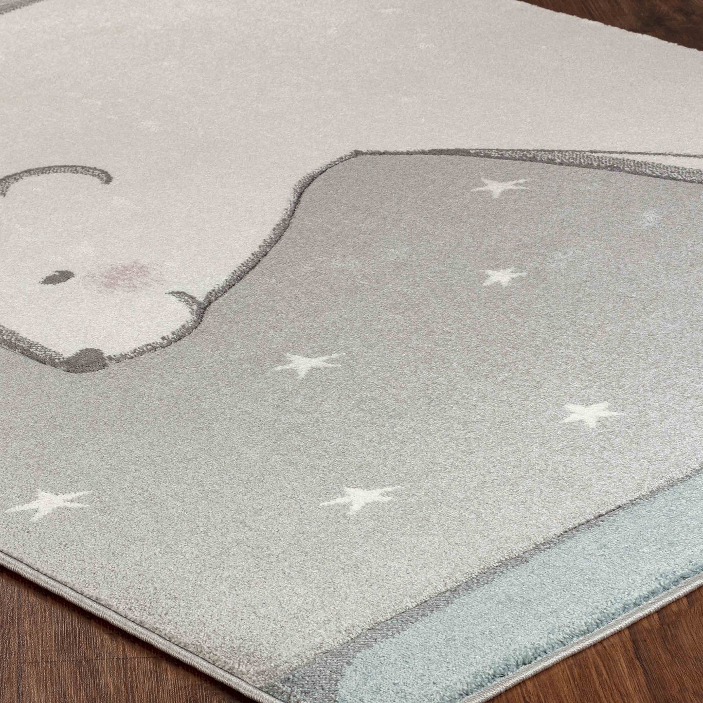 YOSEF Tapis Enfant - Tapis Chambre, Garçon, Fille, Bébé, Salle de Jeu, Poils Doux, Durable, Résistant, Entretien Facile - Blanc, Gris