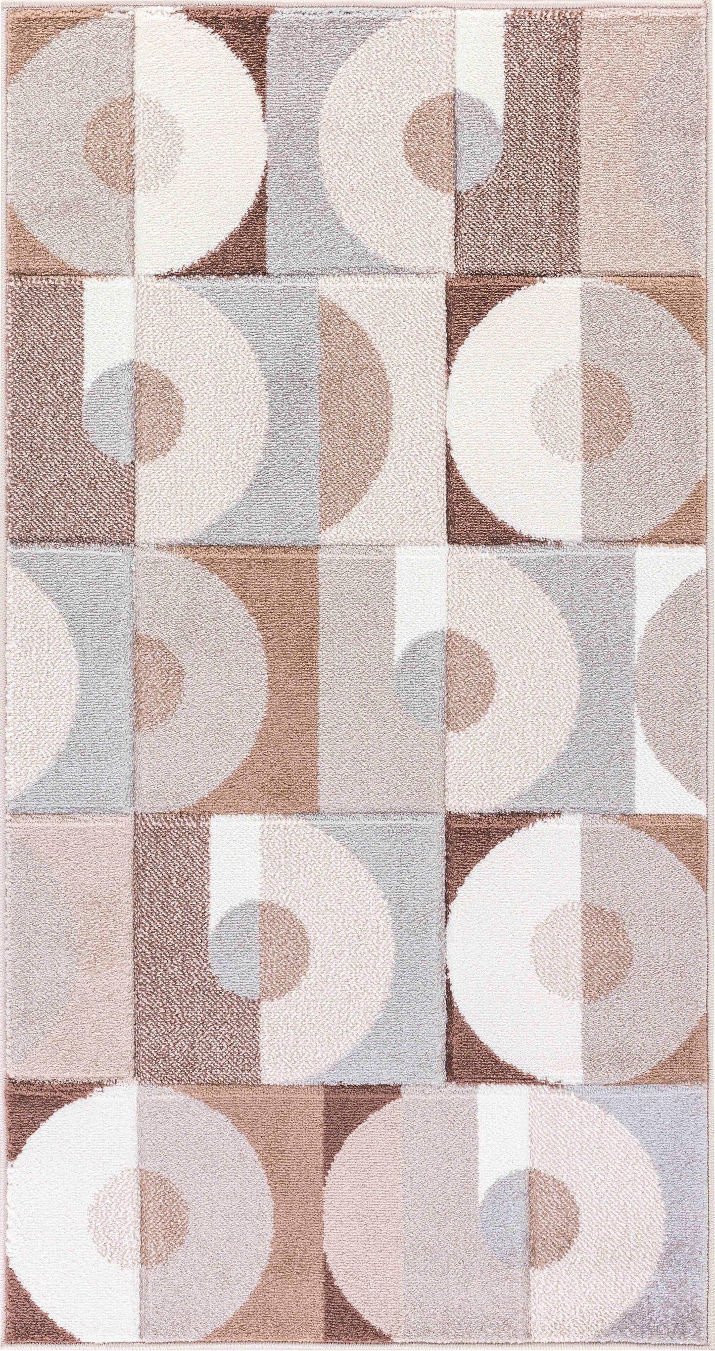 WESLIE Tapis Scandinave - Tapis Moderne, Salon, Chambre - Tapis Contemporain, Poils Courts, Doux, Entretien Facile - Brun, Beige