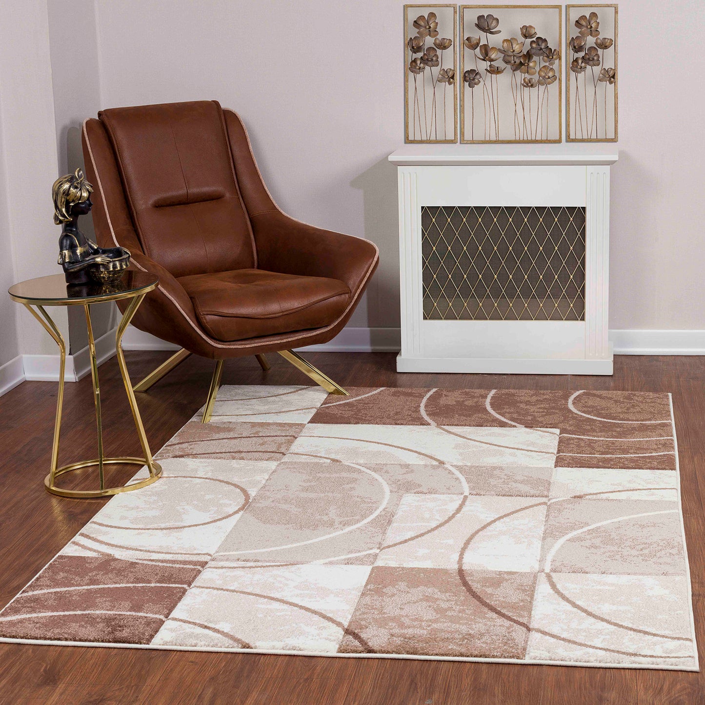 CLEMENTINE Tapis Scandinave - Tapis Moderne, Salon, Chambre - Tapis Contemporain, Poils Courts, Doux, Entretien Facile - Brun, Beige