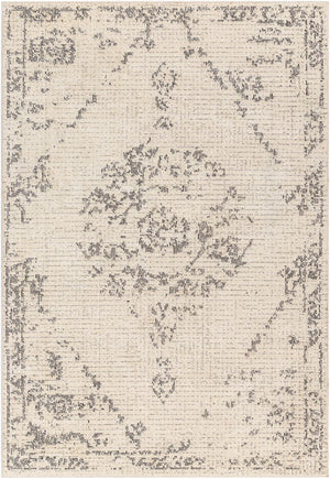 HERITAGECREEK Tapis Vintage - Tapis Persan, Couloir, Salon, Chambre - Tapis Traditionnel Oriental, Poils Courts, Doux - Ivoire, Gris