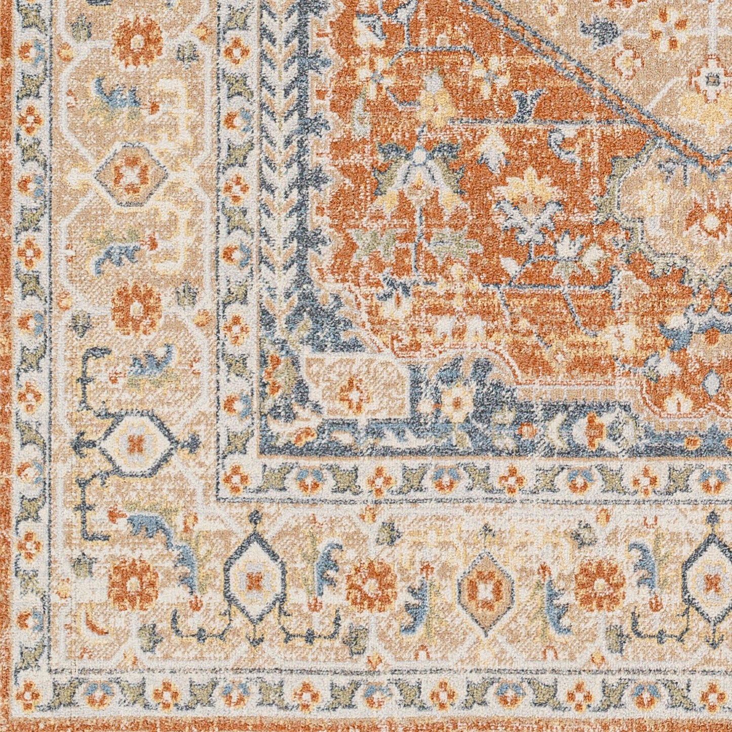 EDMOND Tapis Lavable en Machine - Tapis Persan, Salon, Cuisine - Tapis Vintage Oriental, Poils Courts, Doux, Durable - Orange, Jaune