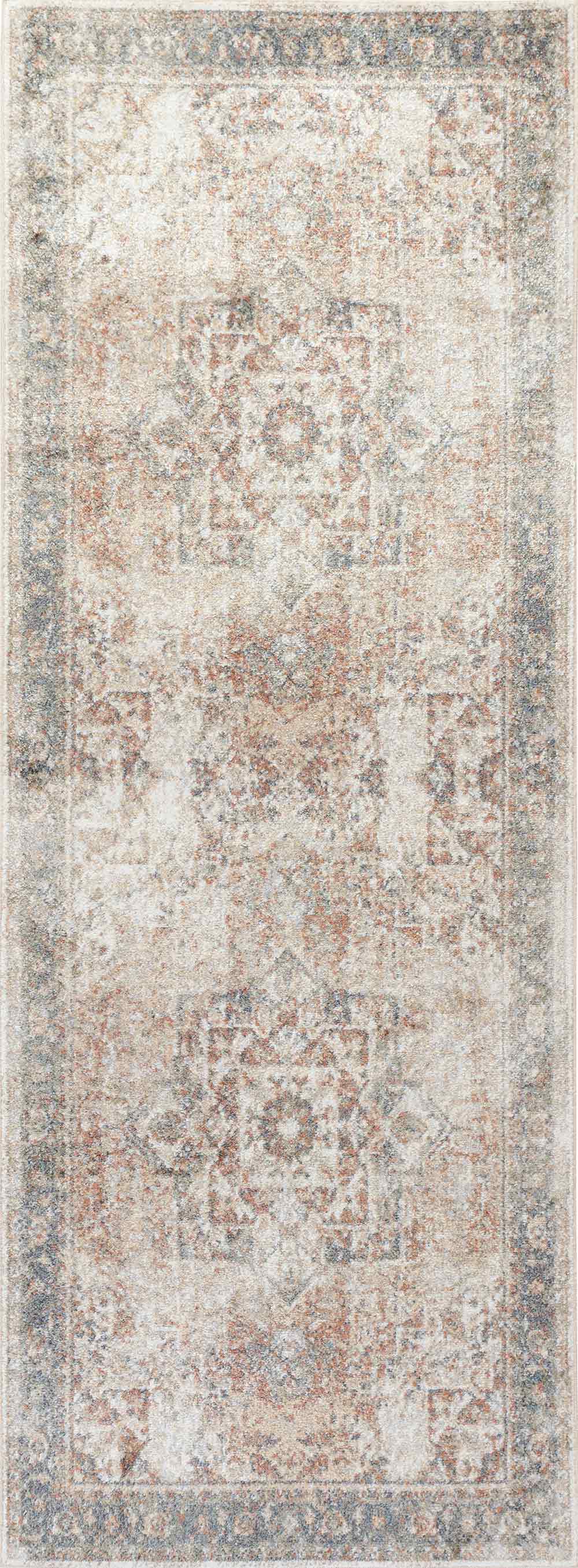 ELKTON Tapis Lavable en Machine - Tapis Persan, Couloir, Salon - Tapis Vintage Oriental, Poils Courts, Doux, Durable - Brun, Ivoire