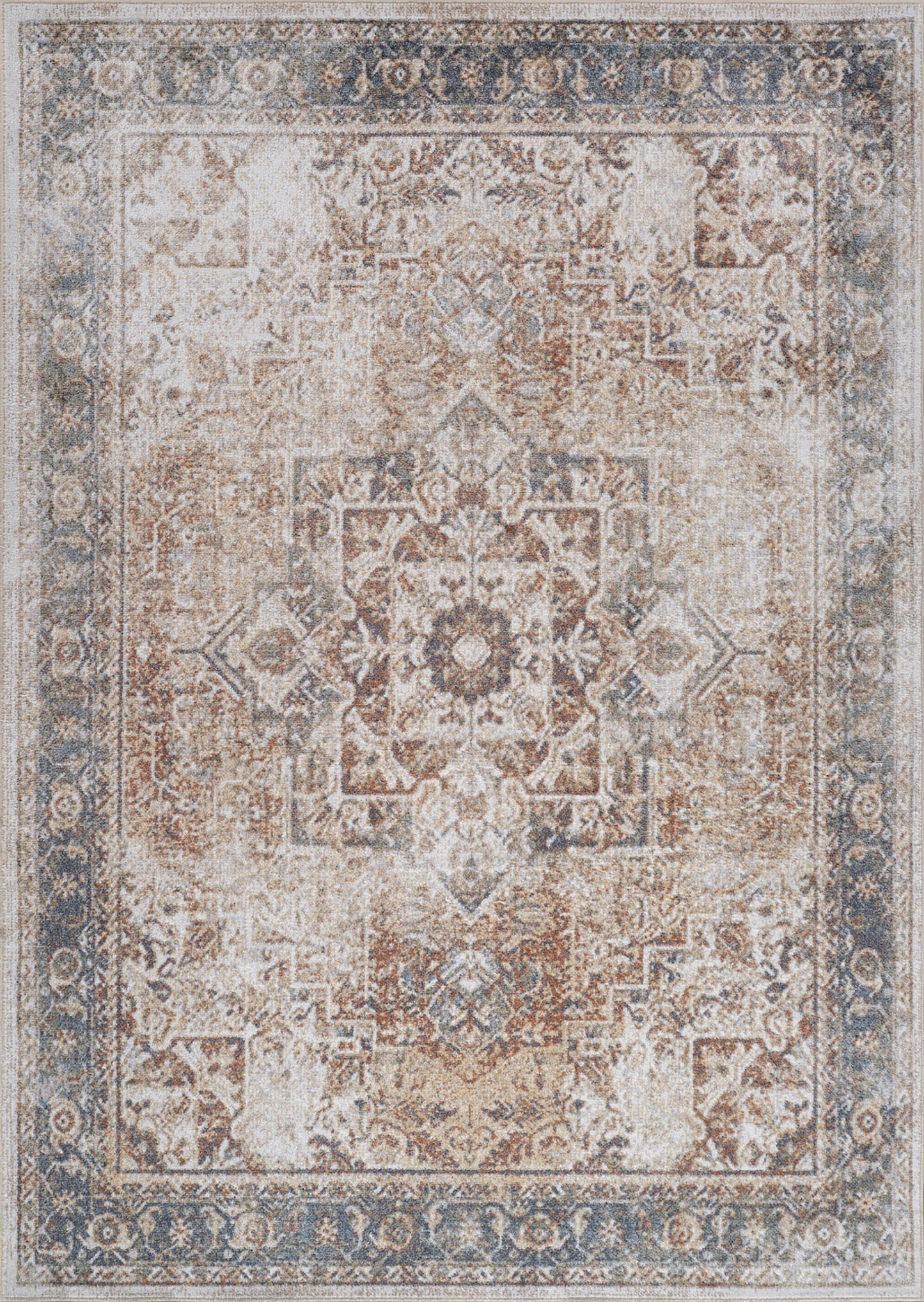 ELKTON Tapis Lavable en Machine - Tapis Persan, Couloir, Salon - Tapis Vintage Oriental, Poils Courts, Doux, Durable - Brun, Ivoire