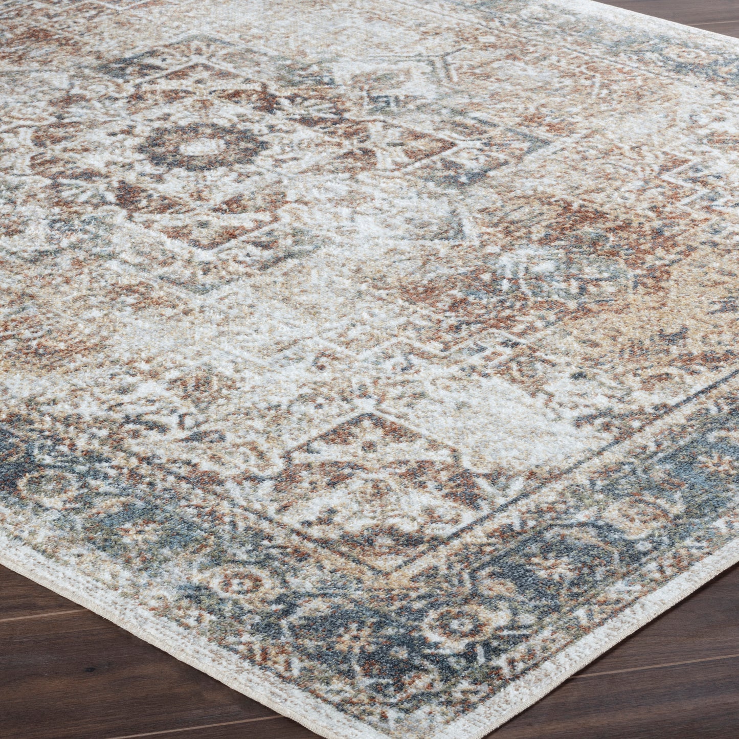 ELKTON Tapis Lavable en Machine - Tapis Persan, Couloir, Salon - Tapis Vintage Oriental, Poils Courts, Doux, Durable - Brun, Ivoire