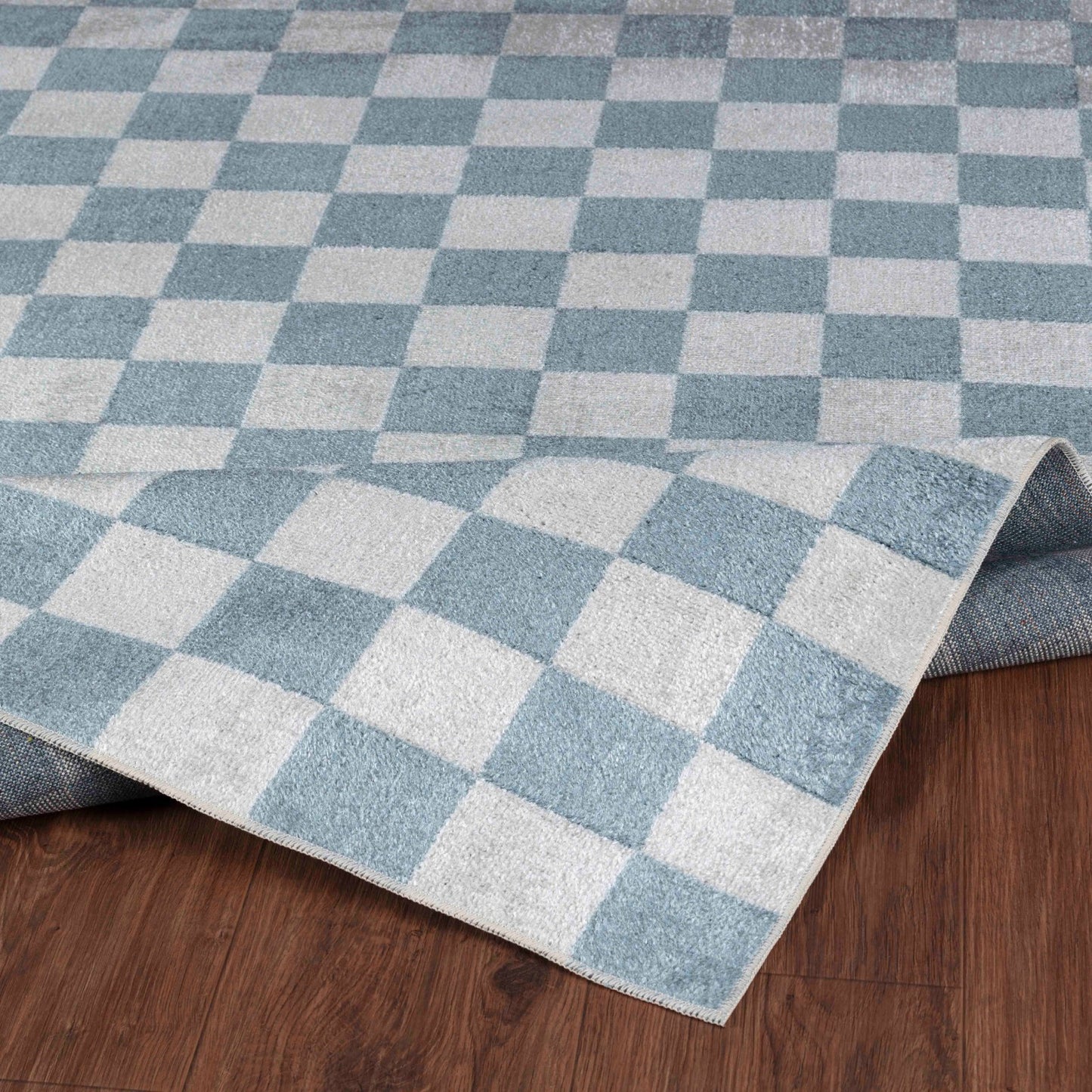 SHAQUINA Tapis Lavable en Machine - Tapis Moderne, Salon, Cuisine - Tapis Scandinave, Poils Courts, Doux, Entretien Facile- Bleu