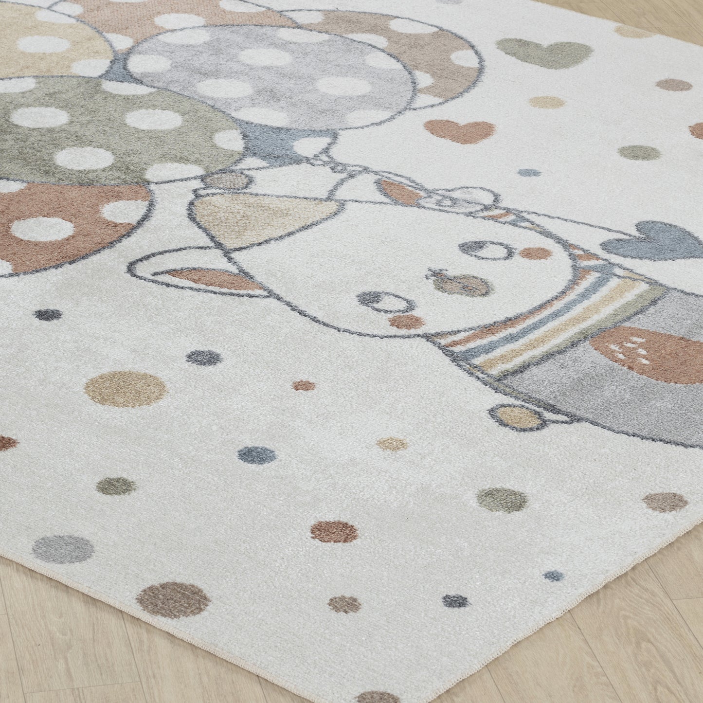 TRAE Tapis Enfant Lavable en Machine - Tapis Chambre, Garçon, Fille, Bébé, Salle de Jeu, Poils Doux, Résistant - Multicolore, Beige