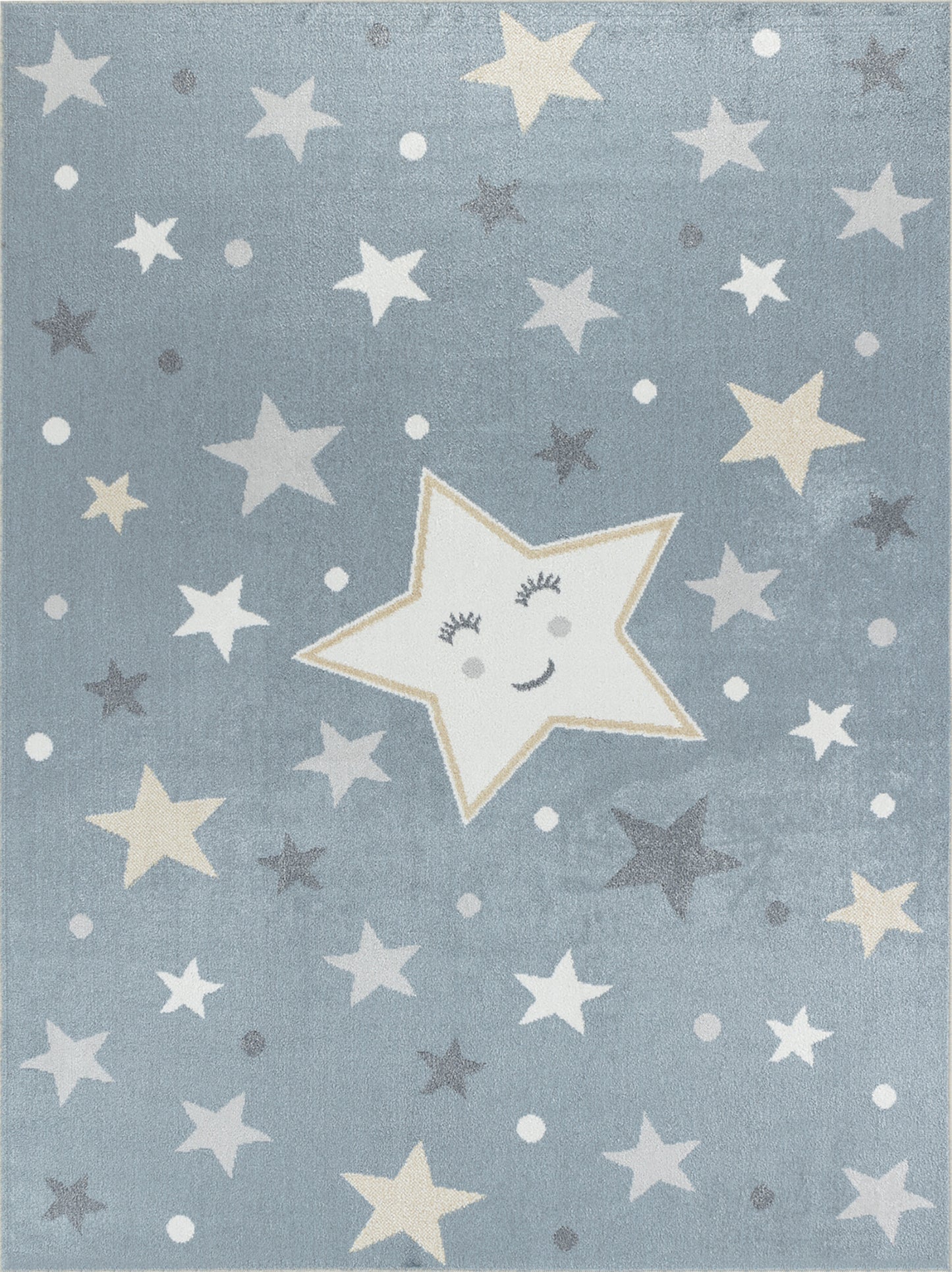 SHAMIA Tapis Enfant Lavable en Machine - Tapis Chambre, Garçon, Fille, Bébé, Salle de Jeu, Poils Doux, Entretien Facile - Bleu, Beige