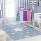 SHAMIA Tapis Enfant Lavable en Machine - Tapis Chambre, Garçon, Fille, Bébé, Salle de Jeu, Poils Doux, Entretien Facile - Bleu, Beige