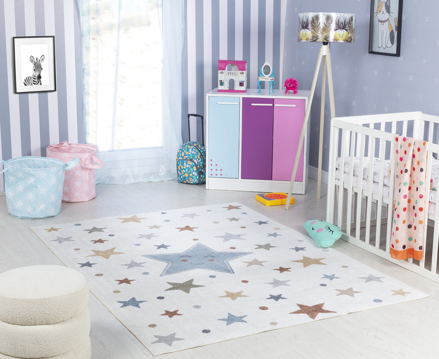 SHAMIA Tapis Enfant Lavable en Machine - Tapis Chambre, Garçon, Fille, Bébé, Salle de Jeu, Poils Doux, Résistant - Multicolore, Bleu