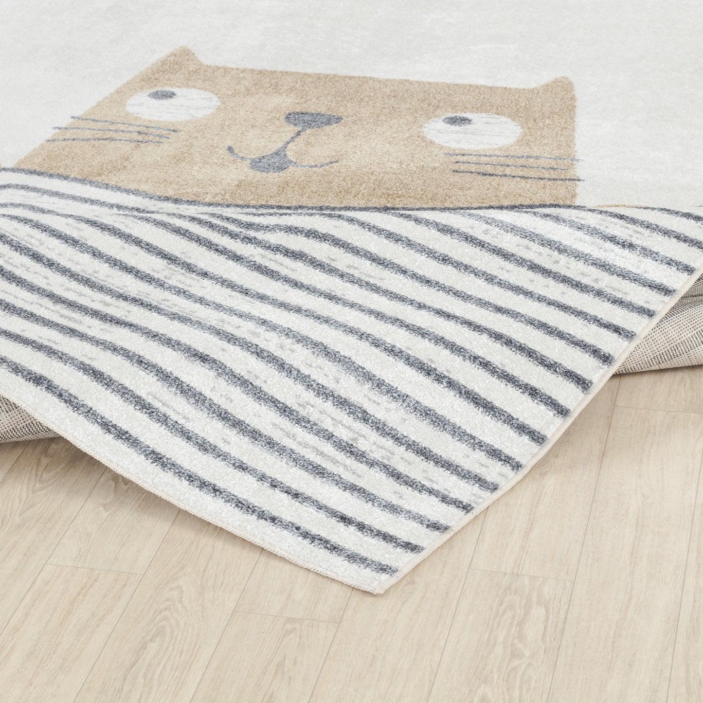 MICAYLA Tapis Enfant Lavable en Machine - Tapis Chambre, Garçon, Fille, Bébé, Salle de Jeu, Poils Doux, Entretien Facile - Brun, Beige