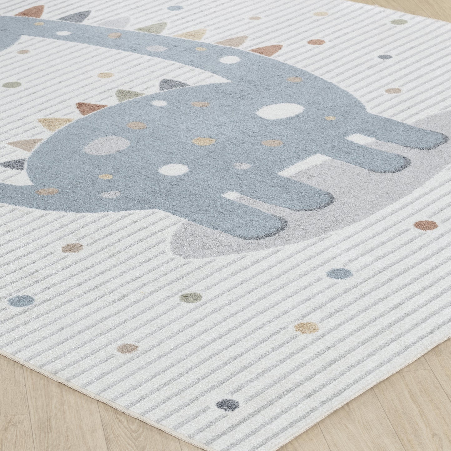 TIANNA Tapis Enfant Lavable en Machine - Tapis Chambre, Garçon, Fille, Bébé, Salle de Jeu, Poils Doux, Entretien Facile - Beige, Gris