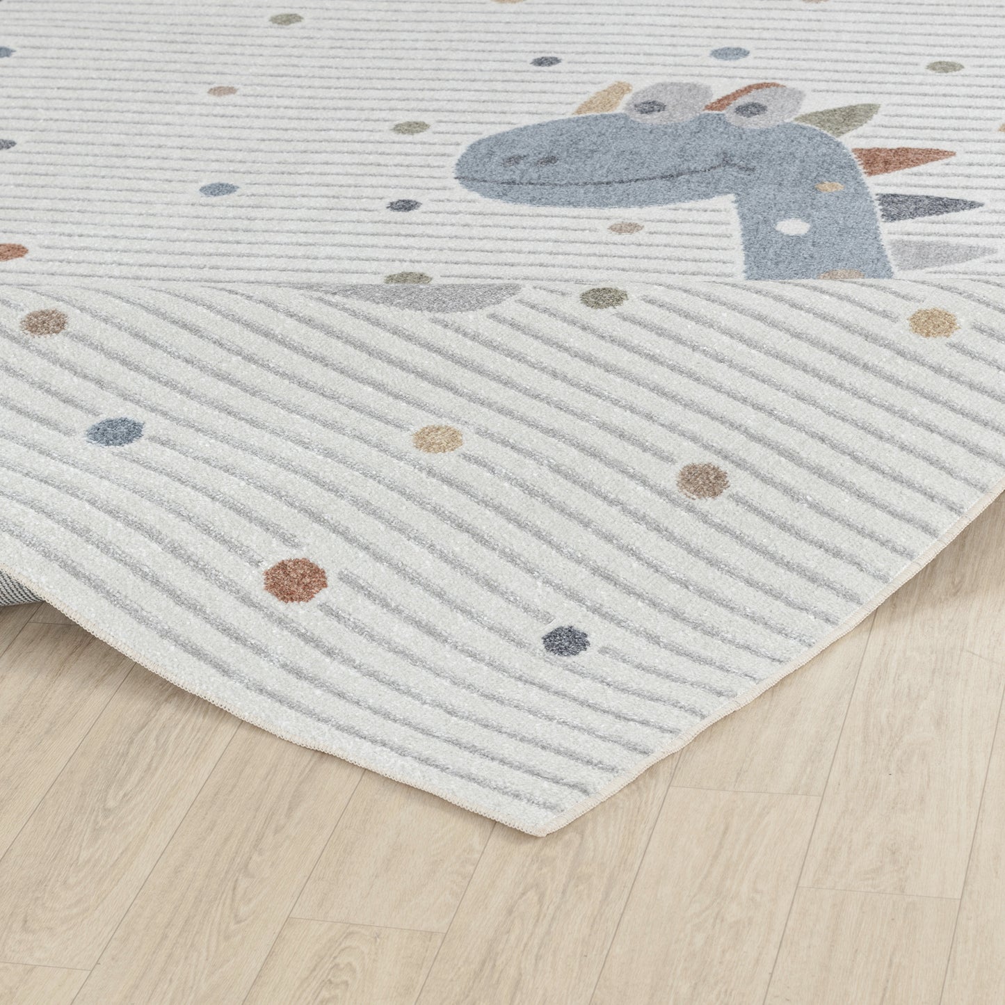 TIANNA Tapis Enfant Lavable en Machine - Tapis Chambre, Garçon, Fille, Bébé, Salle de Jeu, Poils Doux, Entretien Facile - Beige, Gris