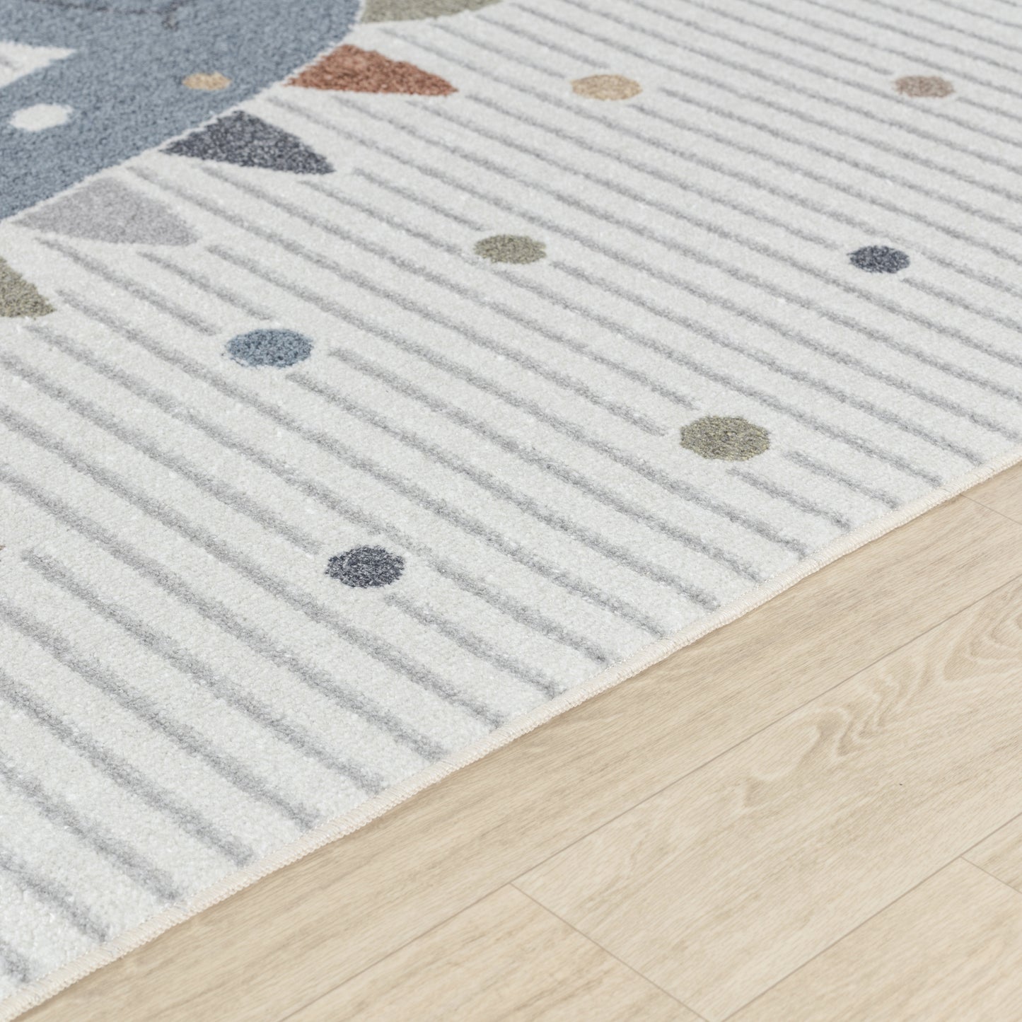 TIANNA Tapis Enfant Lavable en Machine - Tapis Chambre, Garçon, Fille, Bébé, Salle de Jeu, Poils Doux, Entretien Facile - Beige, Gris