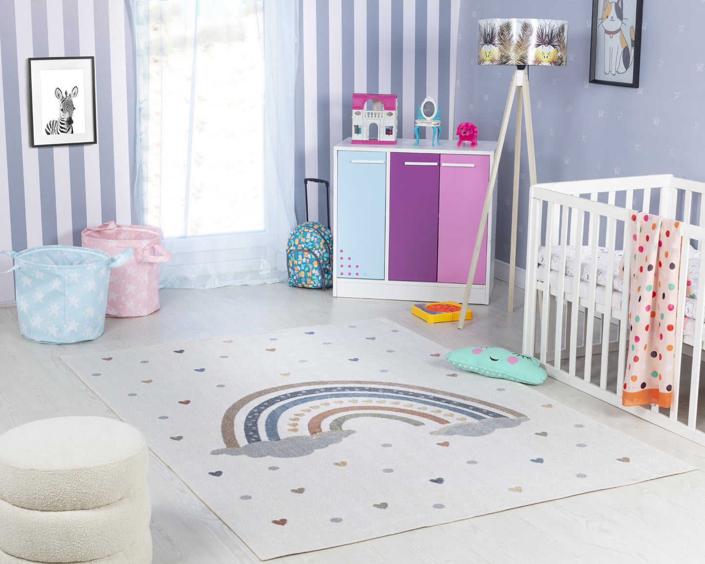 BRENNEN Tapis Enfant Lavable en Machine - Tapis Chambre, Garçon, Fille, Bébé, Salle de Jeu, Poils Doux, Entretien Facile - Multicolore