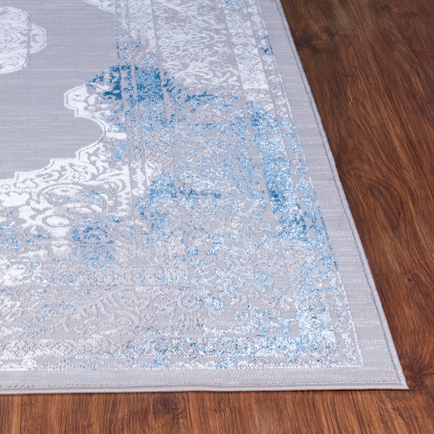 TENNA Tapis Vintage - Tapis Persan, Salon, Chambre - Tapis Traditionnel Oriental, Poils Courts, Doux, Durable - Ivoire, Bleu, Gris