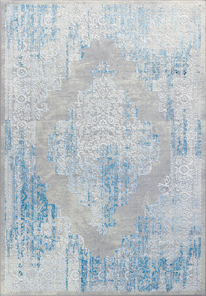 CHARMANE Tapis Vintage - Tapis Persan, Salon, Chambre - Tapis Traditionnel Oriental, Poils Courts, Doux, Durable - Ivoire, Bleu, Gris