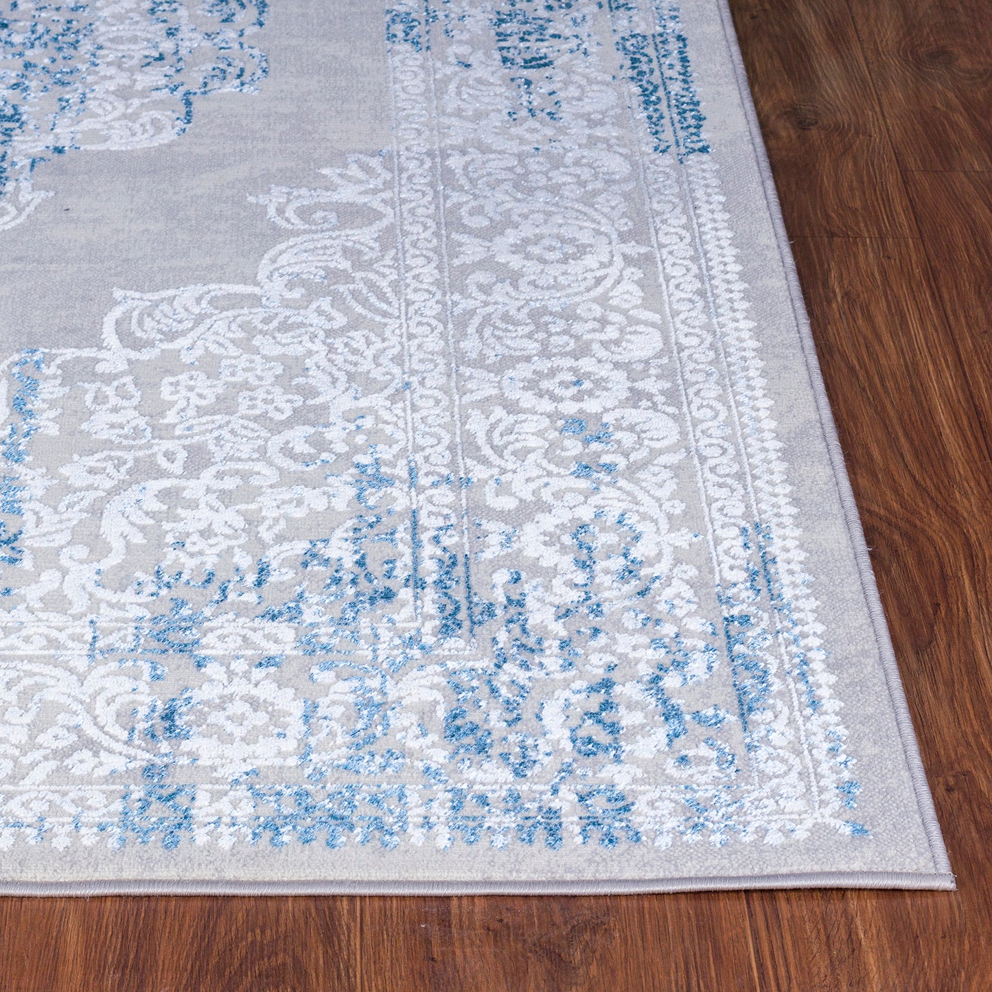 CHARMANE Tapis Vintage - Tapis Persan, Salon, Chambre - Tapis Traditionnel Oriental, Poils Courts, Doux, Durable - Ivoire, Bleu, Gris