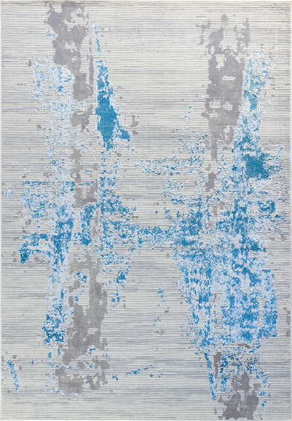 SHAMICA Tapis Abstrait - Tapis Moderne, Salon, Chambre - Tapis Design Marbre Moucheté à Poils Courts, Doux - Ivoire, Bleu, Gris