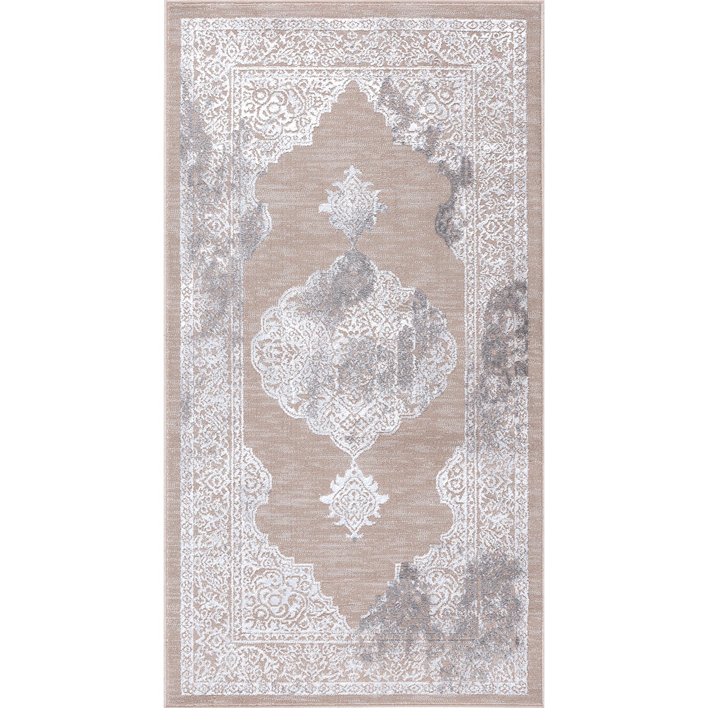 TENNA Tapis Vintage - Tapis Persan, Salon, Chambre - Tapis Traditionnel Oriental, Poils Courts, Doux, Entretien Facile - Beige, Blanc