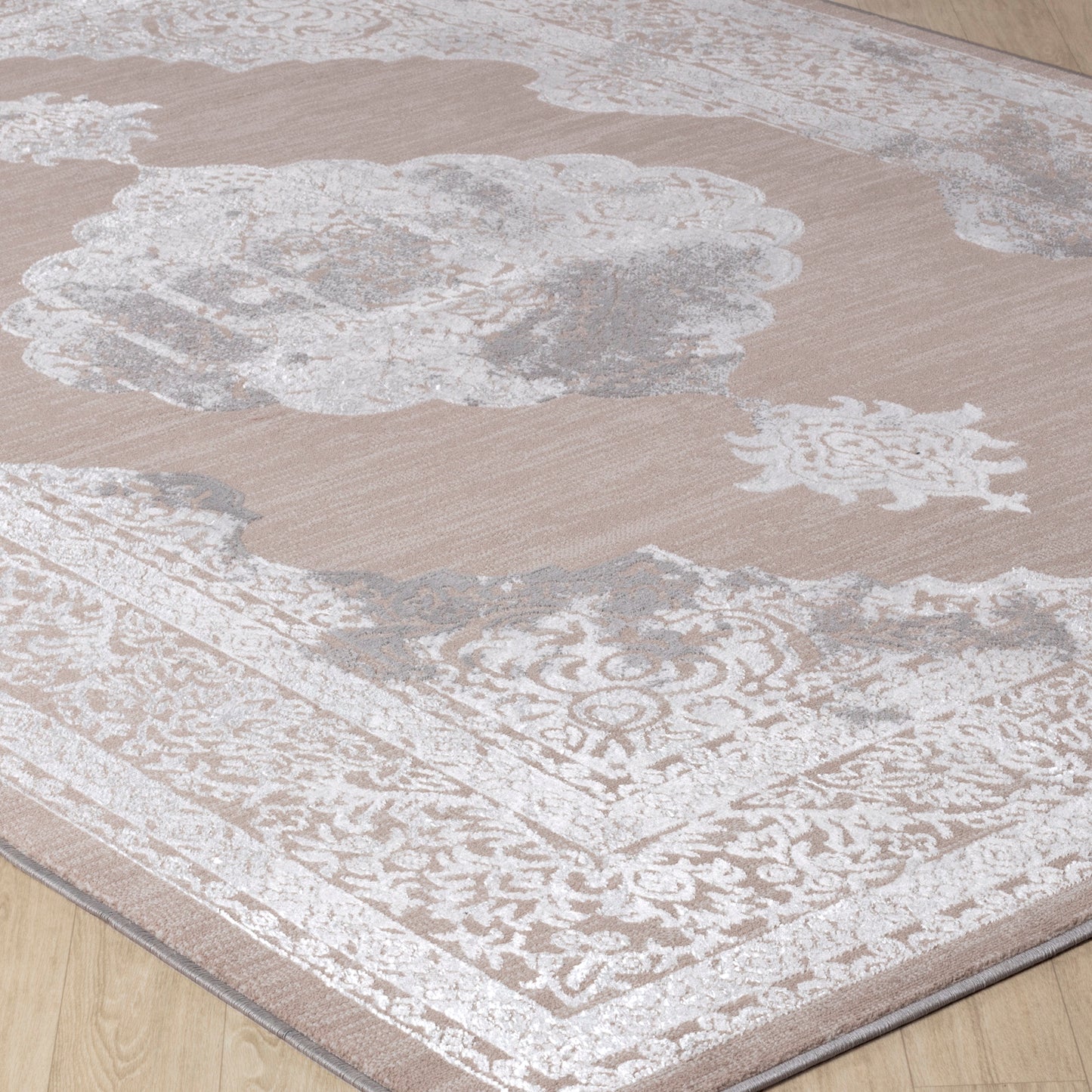 TENNA Tapis Vintage - Tapis Persan, Salon, Chambre - Tapis Traditionnel Oriental, Poils Courts, Doux, Entretien Facile - Beige, Blanc