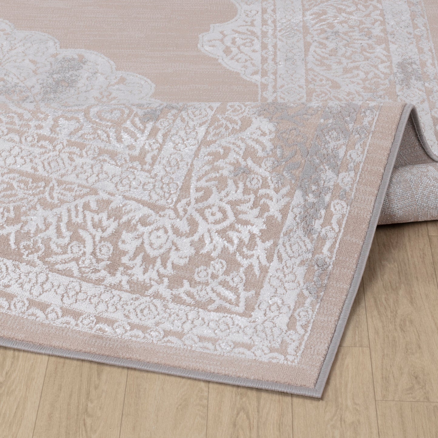 TENNA Tapis Vintage - Tapis Persan, Salon, Chambre - Tapis Traditionnel Oriental, Poils Courts, Doux, Entretien Facile - Beige, Blanc