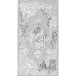 TENNA Tapis Vintage - Tapis Persan, Salon, Chambre - Tapis Traditionnel Oriental, Poils Courts, Doux, Entretien Facile - Blanc, Gris