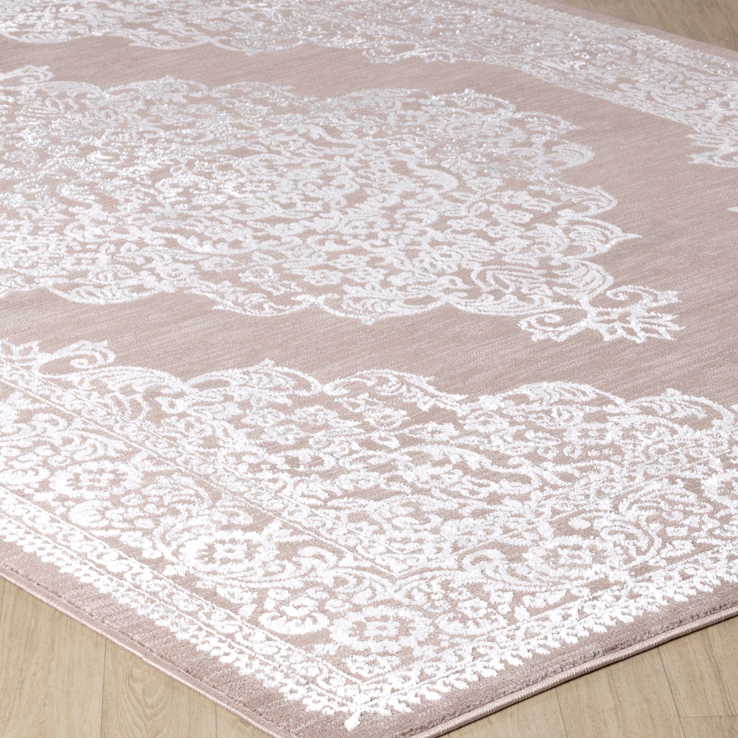 CHARMANE Tapis Vintage - Tapis Persan, Salon, Chambre - Tapis Traditionnel Oriental, Poils Courts, Doux, Entretien Facile - Beige, Blanc