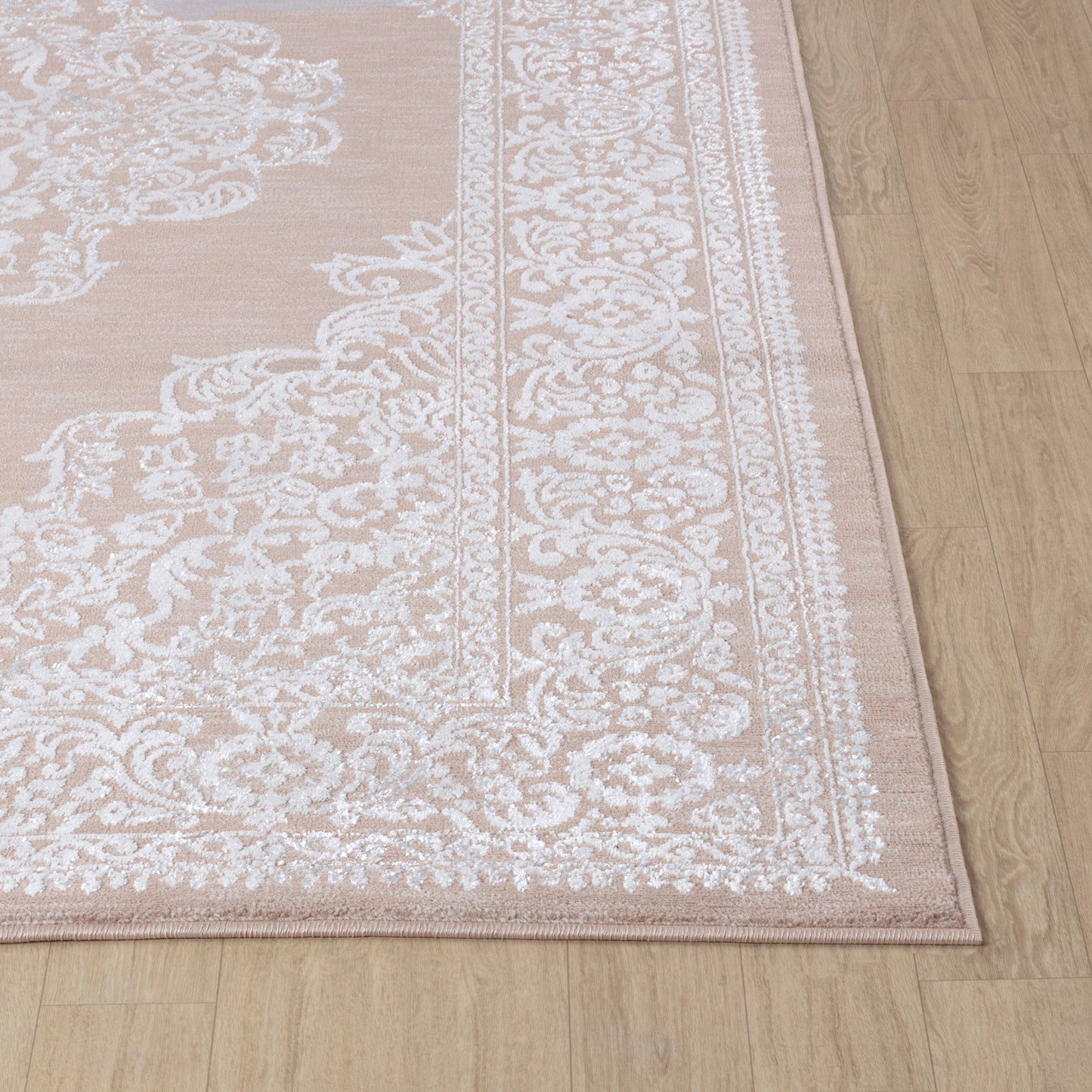 CHARMANE Tapis Vintage - Tapis Persan, Salon, Chambre - Tapis Traditionnel Oriental, Poils Courts, Doux, Entretien Facile - Beige, Blanc