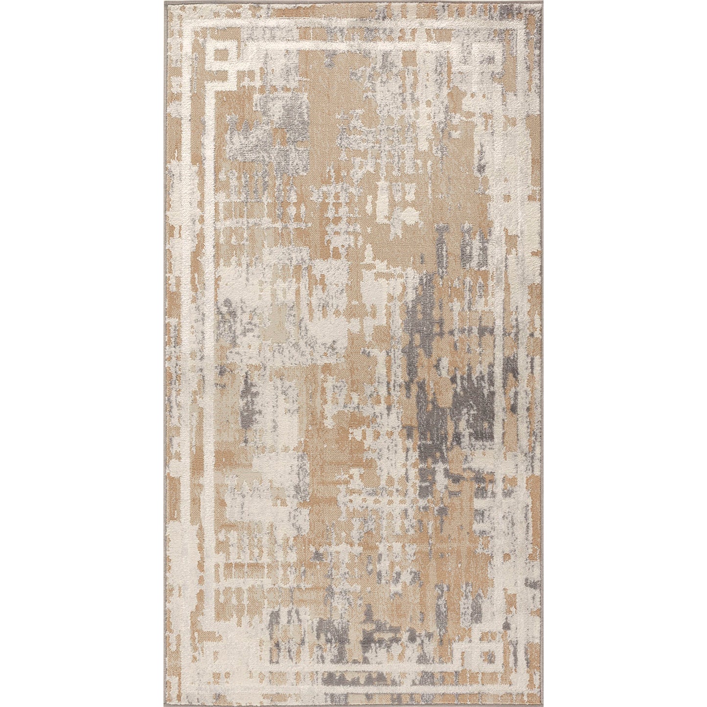 DEMETRIC Tapis Abstrait - Tapis Moderne, Salon, Chambre - Tapis Design Marbre Moucheté à Poils Courts, Doux, Durable - Beige, Blanc