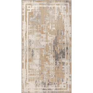 DEMETRIC Tapis Abstrait - Tapis Moderne, Salon, Chambre - Tapis Design Marbre Moucheté à Poils Courts, Doux, Durable - Beige, Blanc