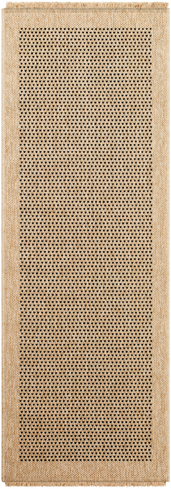 JESSICA Tapis Extérieur Aspect Jute - Tapis Bohème Extérieur et Intérieur, Terrasse, Balcon, Véranda, Salon, Cuisine - Beige, Noir