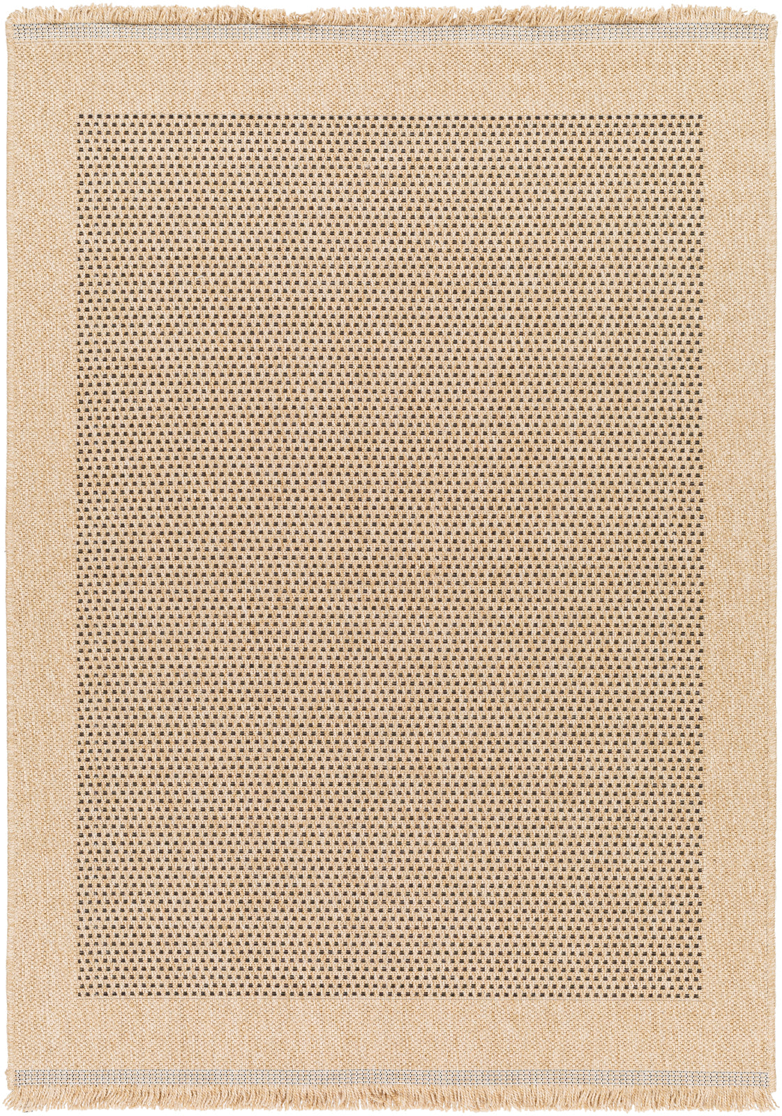 JESSICA Tapis Extérieur Aspect Jute - Tapis Bohème Extérieur et Intérieur, Terrasse, Balcon, Véranda, Salon, Cuisine - Beige, Noir