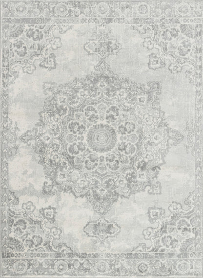 STAVEREN Tapis Vintage - Tapis Persan, Salon, Chambre - Tapis Traditionnel Oriental, Poils Courts, Doux, Entretien Facile - Gris, Ivoire