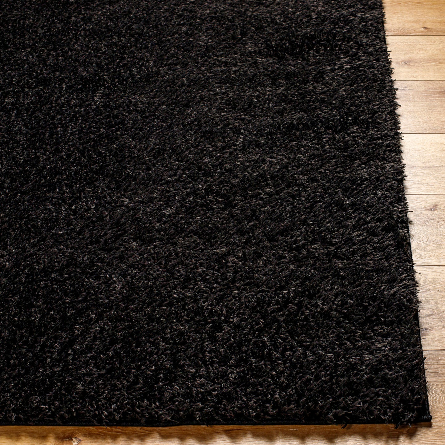 CHARON Tapis Shaggy - Tapis Moderne, Salon, Chambre - Tapis Uni à Poils Longs, Épais, Doux, Durable, Moelleux, Entretien Facile - Noir