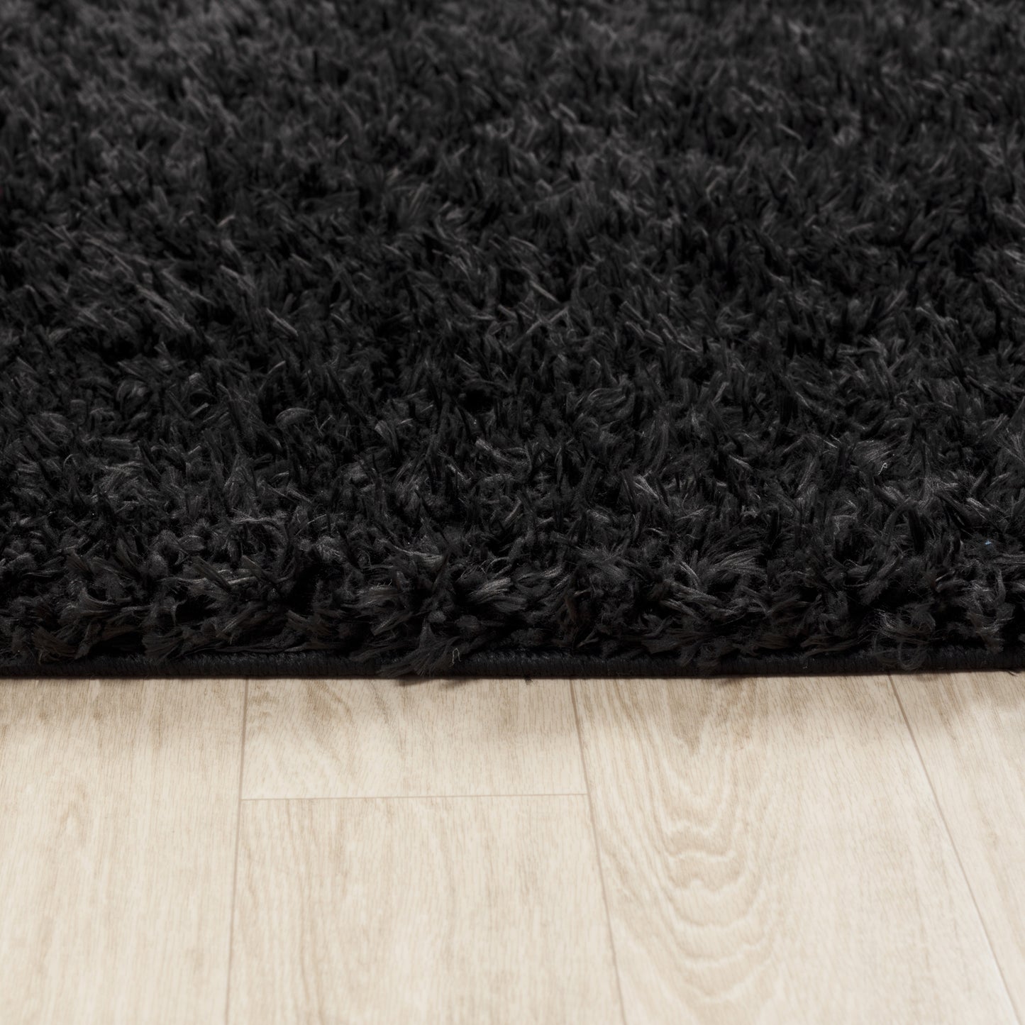 CHARON Tapis Shaggy - Tapis Moderne, Salon, Chambre - Tapis Uni à Poils Longs, Épais, Doux, Durable, Moelleux, Entretien Facile - Noir