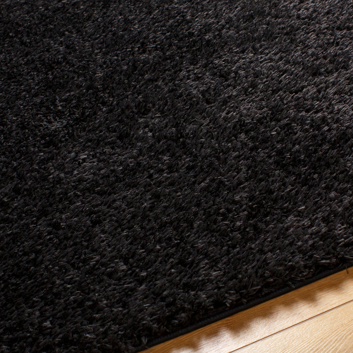 CHARON Tapis Shaggy - Tapis Moderne, Salon, Chambre - Tapis Uni à Poils Longs, Épais, Doux, Durable, Moelleux, Entretien Facile - Noir