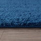 CHARON Tapis Shaggy - Tapis Moderne, Salon, Chambre - Tapis Uni à Poils Longs, Épais, Doux, Moelleux, Entretien Facile - Bleu Foncé