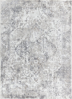 DOVID Tapis Vintage - Tapis Persan, Salon, Chambre - Tapis Traditionnel Oriental, Poils Courts, Doux, Entretien Facile - Blanc, Gris