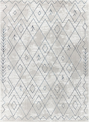 MARYALICE Tapis Berbère - Tapis Traditionnel, Salon, Chambre - Tapis Ethnique à Poils Courts, Doux, Entretien Facile - Blanc, Bleu