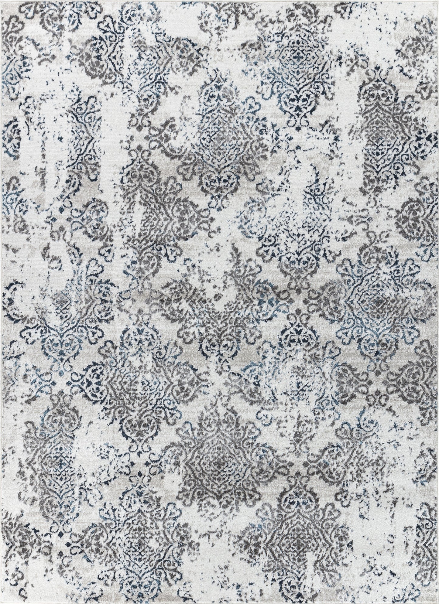 SHANTELL Tapis Vintage - Tapis Persan, Salon, Chambre - Tapis Traditionnel Oriental, Poils Courts, Doux, Entretien Facile - Blanc, Bleu