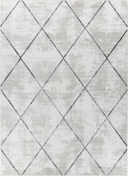 TIONA Tapis Scandinave - Tapis Moderne, Salon, Chambre - Tapis Contemporain, Poils Courts, Doux, Entretien Facile - Blanc, Gris